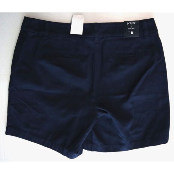 J Crew BO201 Women's Sz 8 Navy Blue 7" Classic Fit Chino Shorts - Picture 2 of 5